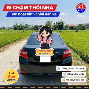Tem Dán Xe Chibi Cô Gái Hai Bím Tóc Áo Hoodie Hồng Nháy Mắt Sticker Gái Xinh Cute Dán Ô Tô Xe Máy