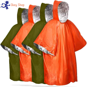 OKAY SHOP Reflective Portable And Waterproof For Outdoor Needs Emergency Raincoat Rain Coat Aluminum Foil