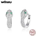 WOSTU Authentic 925 Sterling Silver Luxury Brand Snake Hoop Earrings for Women Wedding Engagement Statement Jewelry ZBSCE922. 