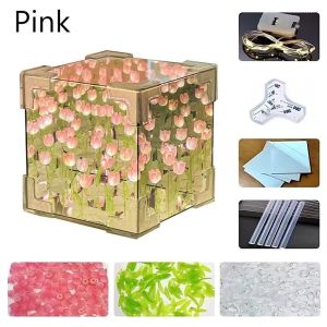 BFCC Tulip lamp Led Mirror Light Rubiks Cube Night Light DIY 21 PCS Flower Light For Girlfriend DIY Tulip Mirror Cube Simulation  Bedroom Sleeping Table Lamp Handmade Craft Tulips Mirror Night Light Birthday Gift