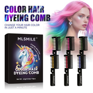 MLSMILE Unicorn Magic Hair Dye Comb - 6 Colors 1-Minute Quick Dye Plant-Based Formula Non-Damaging 2-in-1 Styling & Coloring