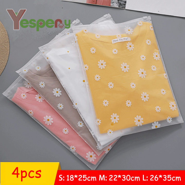 YESPERY 4pcs Daisy Sealed Storage Bags Waterproof Frosted Zip Lock Poly  Bags for Travel Clothes Packing Portable Organizer Pouch Lazada