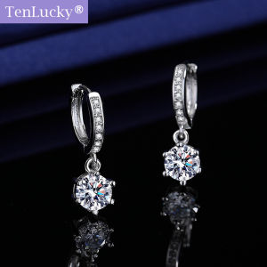 TenLucky Anti-Allergy Fashion Sterling 925 Silver Needle Earrings for Women Bling Zircon Drop Earrings for Girl Women for Daily Party Wear with Jewelry Jewellery Box Birthday Valentines Day Raya Gift
