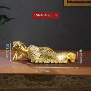 ไม้เนื้อแข็งแกะสลักพระพุทธรูปนอนประดับบ้านถวายคลับเฮาส์โรงแรมห้างสรรพสินค้าวัดเครื่องประดับทองพระพุทธรูปนอน