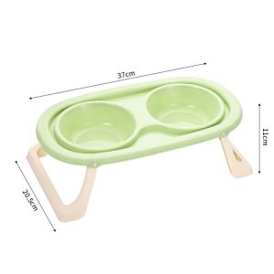 2-IN-1 Foldable Stainless Steel Pet Bowl Neck Protection Large Capacity Double Cat Bowls Detatchable