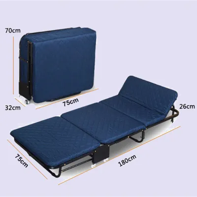 Giường ngủ xếp gọn có nệm đa năng khung thép tĩnh điện có bánh xe di chuyển cho phòng ngủ 2025