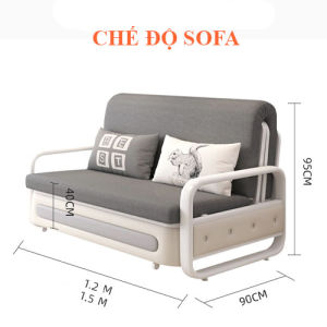 Sofa Giường Phòng khách gấp gọn thông minh Giường sofa thông minh kéo ra thành giường có hộc chứa đồ đệm cao su khung thép chắc chắn. Tặng Kèm 2 gối khi mua giường