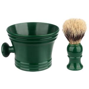 Plastic Shaving Soap Bowl with Shaving BrushShaving Mug for Shave Cream & Soap Shaving Brush Set for Father Husband