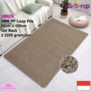 Tren-D-rugs Karpet polos salur stripe alas lantai kamar tidur minimalis tebal 80 cm x 150 cm - NMs