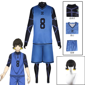 Anime Bachira Meguru Cosplay Costume Football Jersey Sportswear Blue Uniform Bodysuit Halloween Christmas Party Outfit2026