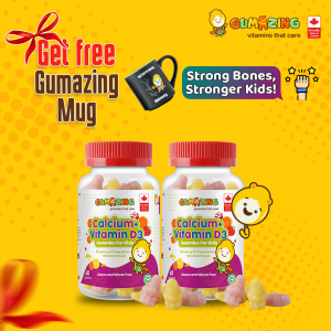 Gumazing Kids Daily Vitamin Gummy: Calcium Vitamin D3 2 Pack Combo with Mug 60 Gummies per bottle (2 Month Supply)