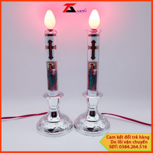 [NEN-055TT] Bộ 2 cây đèn thờ thiên chúa đèn cầy công giáo để bàn thờ gia tiên trang trí tủ thờ