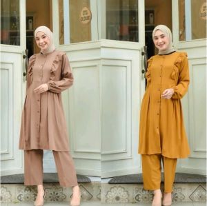 ONE SET ADIRENA REMPEL DAILY TUNIK SET MOSCREPE PREMIUM JUMBO TERMURAH