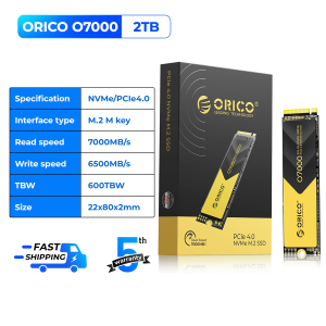 ORICO 7000 MB/giây M.2 NVMe SSD PCIe 4.0 NVMe gen4 X4 Ổ cứng lưu trữ thể rắn nội bộ có tấm làm mát cho trình chỉnh sửa trò chơi video chuyên nghiệp (o7000)