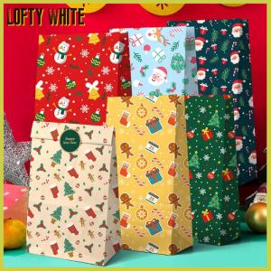 Lofty White 12Pcs Christmas Calendar Gift Bags Countdown Paper Bags For Holiday Party Gift Wrapping Christmas Eve Apple Packaging Bag