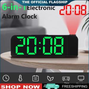 【New Arrival】 นาฬิกาปลุกโปรเจคเตอร์ LED ปรับความสว่างได้สำหรับตกแต่งบ้านและออฟฟิศ นาฬิกาข้างเตียงจอใหญ่พร้อมฟังก์ชันนอนหลับและไฟนอน