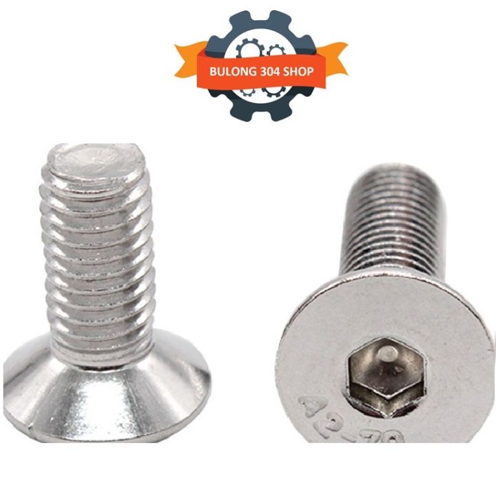 Ốc vít inox, bulong inox lục giác đầu bằng INOX 304 M3 M4 M5 M6 M8 10 ...