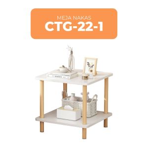 Meja Samping Tempat Tidur Kecil Modern Meja Kabinet Minimalis Putih Meja 2 Susun CTG-22
