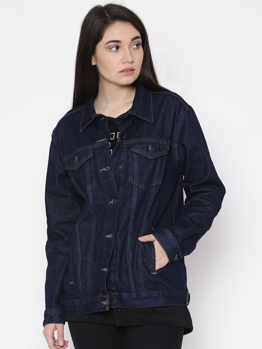 JAKET JEANS DENIM WANITA OVERSIZE BIRU DONGKER BLUE BLACK