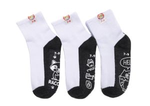 ถุงเท้านักเรียน 🔥แพ็ค 12คู่ 🔥ถุงเท้ากันลื่น ถุงเท้าข้อสั้น สีขาวพื้นเทา สีน้ำตาล ส่งจากกทม