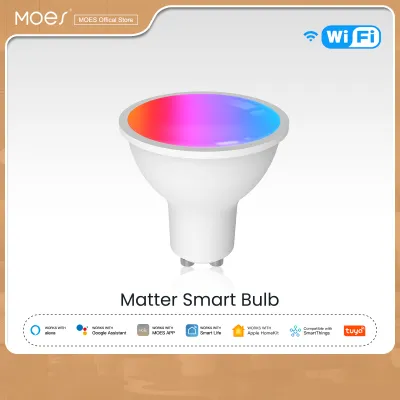 MOES Tuya Matter WiFi GU10 Smart Bulb Dimmable Led Light 16 Million RGB C+W Colors Candle Lamp Voice Control Alexa Google Home