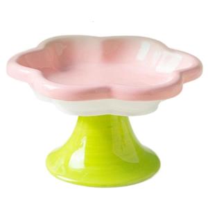 Bát cho thú cưng bằng gốm hình Hoa Mèo món ăn nonslip cao đứng Khay cho ăn cho cổ bảo vệ và dễ dàng vệ sinh