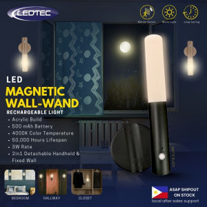 LEDTEC Nordic Wall Wand Light Motion Sensor Detachable Magnetic Base Warm White USB-C Rechargeable LED Night Light Wall Sconce ABS Acrylic Body Portable Flashlight for Bedroom Hallway Indoor