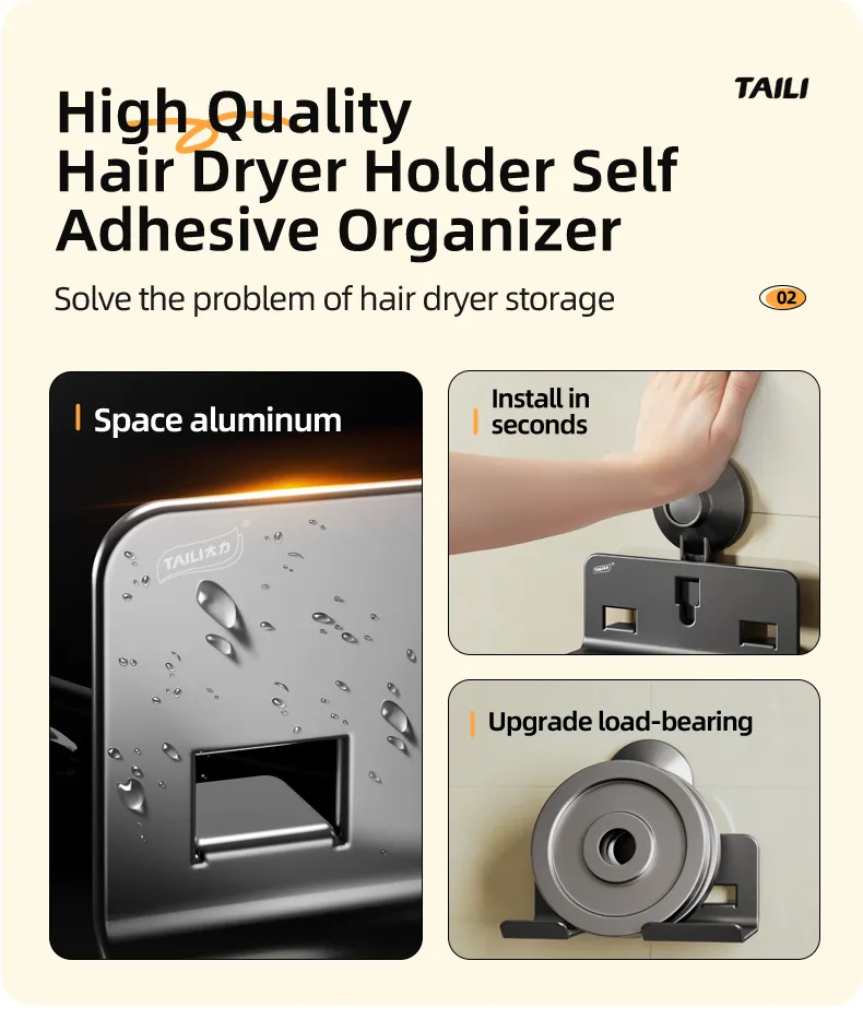 Description Picture 5 of itemTAILI Suction Cup Hairdryer Holder No Drill Organizer Bathroom Shelf Dryer Straightener Stand Holder Shelf Bathroom Accessories