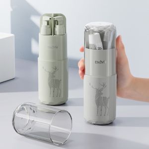 JEWELRG Đa chức năng Cốc kem đánh răng Trọng lượng nhẹ Nhựa Cốc du lịch Mini Di động Bộ dụng cụ rửa Cắm Trại