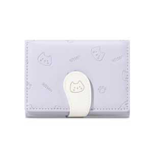 Cartoon Cat Small Wallet Lightweight Large Capacity Foldable Cute Practical Premium PU Material