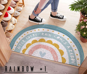 NEW Main Door Gate Floor Carpet Rug Instagramable Entrance Welcome PVC Wire Loop Mat 40*80cm BTO HDB CONDO RAINBOW STRIPE COLOURFUL CUTE DESIGNS DOORMAT INDOOR OUTDOOR WASHABLE SHOE SCRAPPER HEAVY DUTY