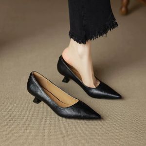 Free Shipping Pointed-Toe Shallow-Cut Plus-Size WomenS Shoes New Autumn Collection Slimming Design Delicate Heels Simple And Elegant Style Versatile For Professional And Commuting Wear High Heels