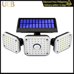 【UEB】112 LED Outdoor Super Bright LED IP65 Waterproof 3 Heads Flood Light with 3 Modes 20W for Exterior Outside Garage House