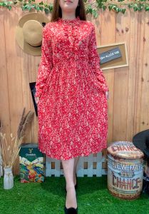 MIDI DRESS BUTTON CALDERA MINI PLISKET LONGSLEEVE 1325