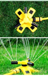 [READY& CODGarden Sprinkler Automatic Lawn Sprinkler 360 Degree Rotating 3 Arms Adjustable Water S
