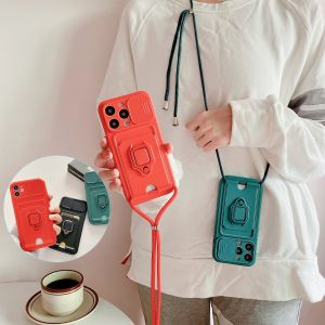 Wallet Card Slots For iPhone 17 Pro Max 16 Pro Max 15 Pro Max iPhone 14 Pro max iPhone 13 Pro Max 11 12 Pro Max XS Max X XR 8 7 plus SE 2020 Case Cover Slide Camera Protection Lanyard Necklace Ring Holder Kickstand Crossbody Strap Cord