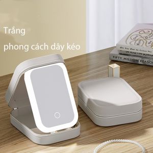 Túi Trang Điểm/Hộp đựng trang sức mini có gương và đèn led đa năng đựng mỹ phẩm thiết/Hộp đựng đồ trang điểm/hộp mĩ phẩm