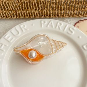 OQEWPI คอนช์ กิ๊ฟติดผมรูปสัตว์อาซีเตท กรดอะซิติก ไข่มุกไข่มุก คลิปผมปลาโลมา สร้างสรรค์และสร้างสรรค์ ปลาดาวปลาดาว คลิปฉลามการ์ตูน สาวๆ