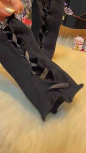 Feelme KK-206 Hand Warmer Sarung Tangan Fingerless Koyak Koyak Gloves Japanese Y2K Lolita Gothic Ikat Tali Silang Tangan