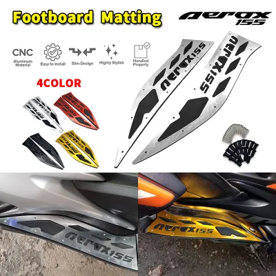 PMShop Aerox 155 Matting Footboard Alloy with Carbon Complete Bolts And Nuts For Aerox155 V1 Red/Silver/Gold/Black