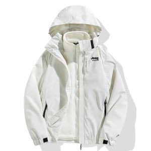 JEEP SPIRIT Winter Windproof Waterproof For Men Jacket 1+1 Set Jacket zip pockets3 in 1 Multifunctional Outdoor Sports Hiking Jacket
