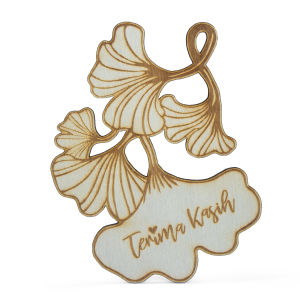 1pc Wooden Ginkgo Leaf Thank You Tag – Laser‑Engraved Fine Favor Tags for Weddings & Special Occasions
