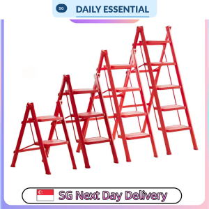 【DAILY ESSENTIAL】 Folding Steel Step Ladder | Black White or Red | 2-5 Steps