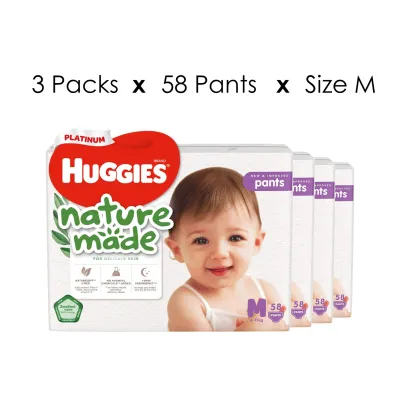 [1 Carton] Huggies Platinum Naturemade Pants