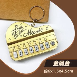 Trendy Light Up Piano Keychain Mini Electronic Keyboard Keyring Finger Piano Key Chains Portable Musical Instrument Toy Key Ring