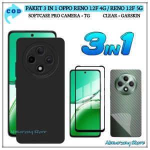 3 in 1 Softcase Oppo Reno 12F 4G 12F 5G Case Pro Camera Tempered Glass Full Anti gores Camera Skin