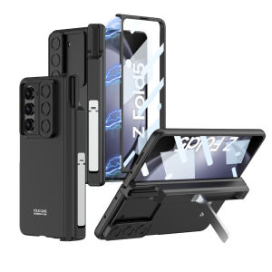 Samsung Galaxy Z Fold 5 5G 2023 Hinge Protection Wallet Case With Card Holder & Sliding Window Camera ProtectionBuilt-in Screen Protector & S-Pen Holer Compatible With Fold 5 2023