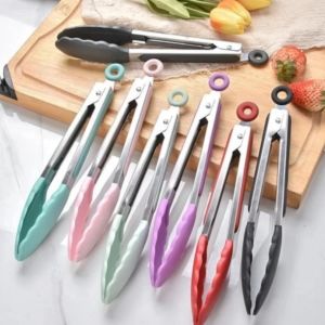 CAPITAN /PENCAPIT MAKANAN KUE FOOD TONGS STAINLESS+SILICONE