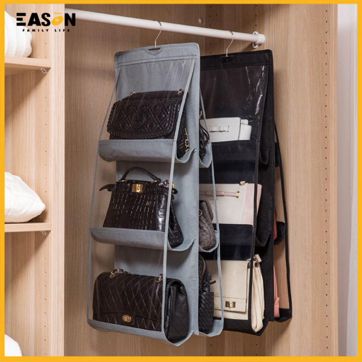 EasonShop 6 Pockets Hanging Storage Bag Purse Handbag Tote Organizer