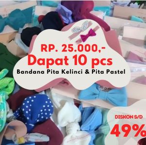 25 RIBU DAPAT 10 PCS BANDANA BAYI PEREMPUAN 0 - 10 TAHUN BANDANA PITA KELINCI PASTEL AMIMOMMY